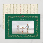 traditional hunter green botanical bow photo  feestdagenkaart (Voorkant / Achterkant)