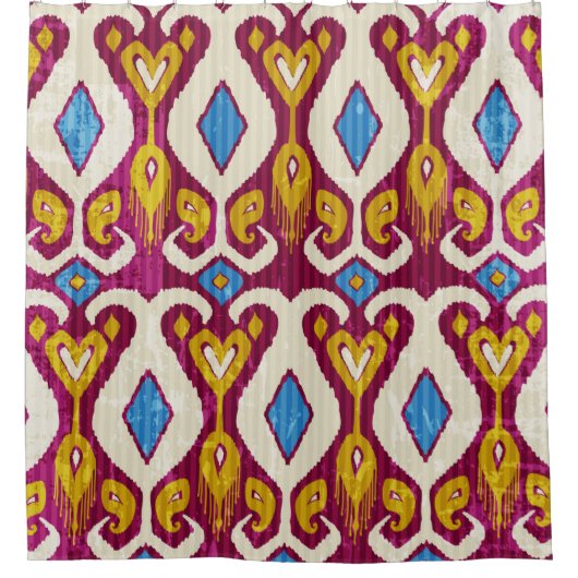 Traditional ikat fabric seamless pattern douchegordijn (Voorkant)