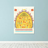 Traditional Indian Folk Art Canvas – Handcrafted  Afdruk (Insitu (Houten vloer))
