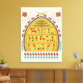 Traditional Indian Folk Art Canvas – Handcrafted  Afdruk (Insitu (Woonkamer))