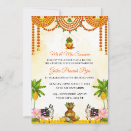 Traditional Indian Griha Pravesh Puja Invitation Kaart