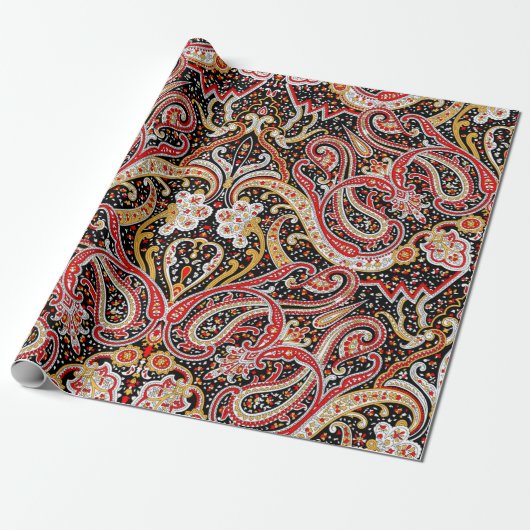 Traditional indian paisley pattern cadeaupapier (Uitgerold)