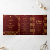 Traditional Indian wedding  Card | 4-Page Folded C Drieluik Uitnodiging (Binnen)