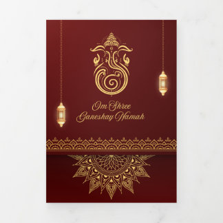 Traditional Indian wedding  Card | 4-Page Folded C Drieluik Uitnodiging