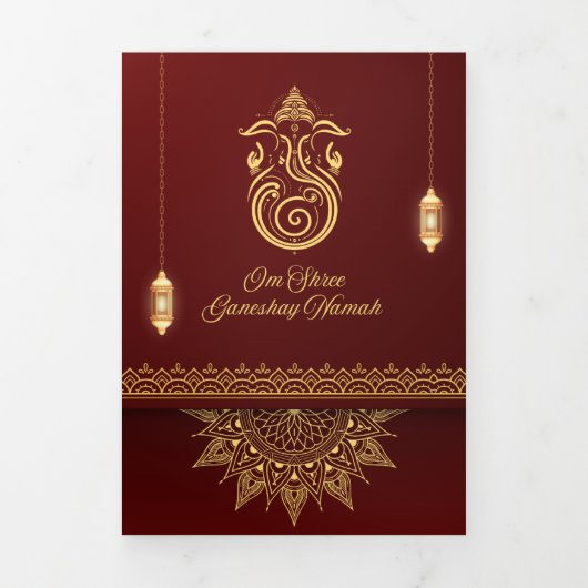 Traditional Indian wedding  Card | 4-Page Folded C Drieluik Uitnodiging (Cover)