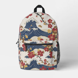 Traditional Japanese Kimono Pattern Backpack Bedrukte Rugzak