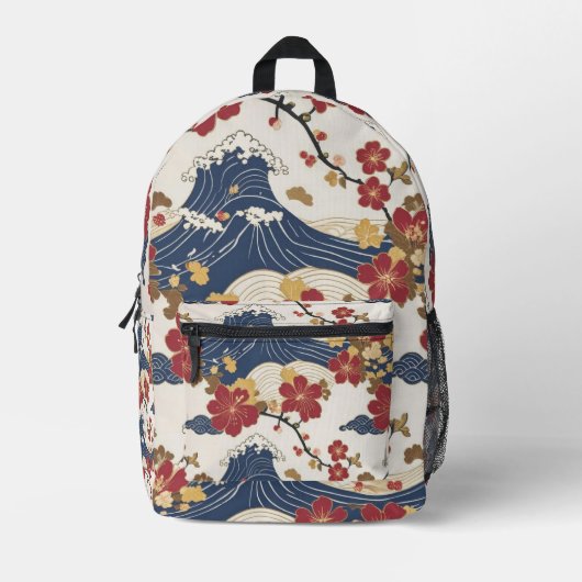 Traditional Japanese Kimono Pattern Backpack Bedrukte Rugzak (Voorkant)
