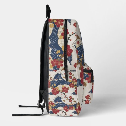 Traditional Japanese Kimono Pattern Backpack Bedrukte Rugzak (Links)