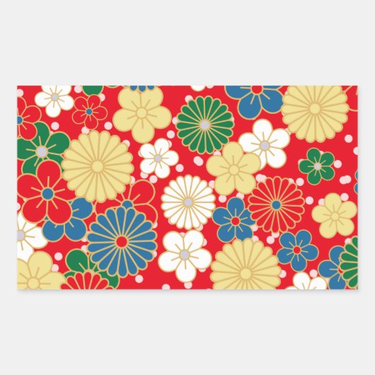 Traditional Japanese Patterns Rechthoekige Sticker (Voorkant)