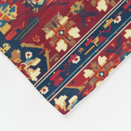 Traditional Kurdish geometric carpet pattern  Fleece Deken (Hoek)