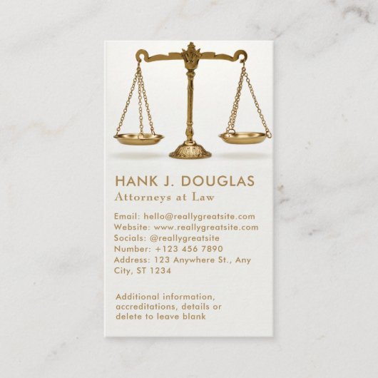 Traditional Lawyer Justice Scale Visitekaartje (Voorkant)