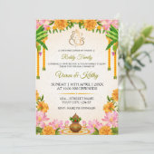 Traditional Marigold Kalyanam Invitation Card Kaart (Staand voorkant)