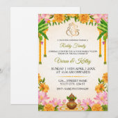 Traditional Marigold Kalyanam Invitation Card Kaart (Voorkant / Achterkant)