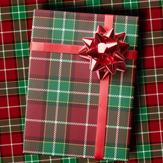 Traditional Maroon and Emerald Green Tartan Plaid Cadeaupapier