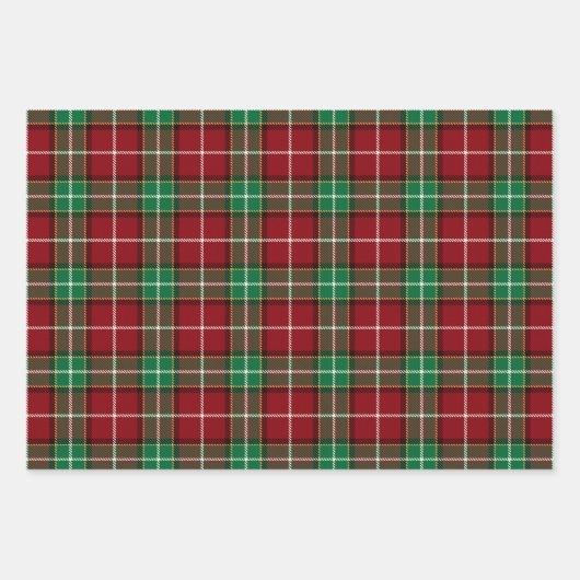 Traditional Maroon and Emerald Green Tartan Plaid Inpakpapier Vel (Voorkant 3)