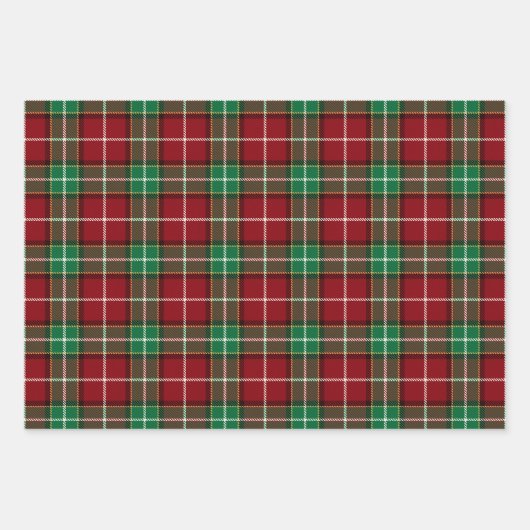 Traditional Maroon and Emerald Green Tartan Plaid Inpakpapier Vel (Voorkant)