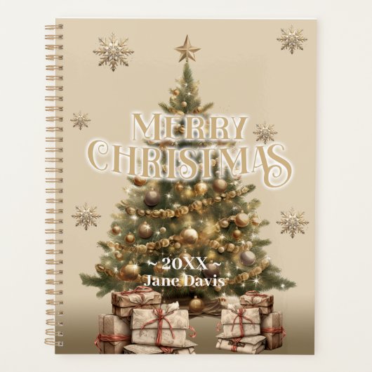 Traditional Merry Christmas Antiek Gold 20XX Planner (Voorkant)