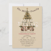 Traditional Merry Christmas Antiek Gold Custom Kaart (Voorkant)