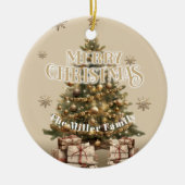 Traditional Merry Christmas Antiek Gold Custom Keramisch Ornament (Voorkant)