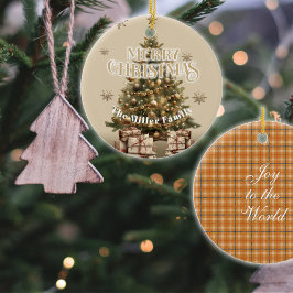 Traditional Merry Christmas Antiek Gold Custom Keramisch Ornament