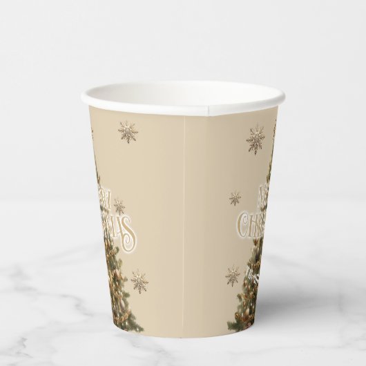 Traditional Merry Christmas Antiek Gold Custom Papieren Bekers (Rechts)