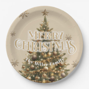 Traditional Merry Christmas Antiek Gold Custom Papieren Bordje