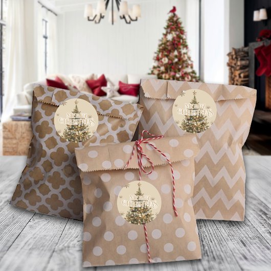 Traditional Merry Christmas Antiek Gold Custom Ronde Sticker