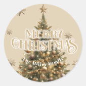 Traditional Merry Christmas Antiek Gold Custom Ronde Sticker (Voorkant)