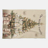 Traditional Merry Christmas Antiek Gold Custom Theedoek (Horizontaal)