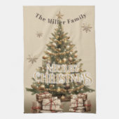 Traditional Merry Christmas Antiek Gold Custom Theedoek (Verticaal)