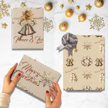 Traditional Merry Christmas Antiek Gold Inpakpapier Vel<br><div class="desc">Het is een seizoen van groeten en geven. Deel je liefde en warmte met degenen die je liefhebt met deze set van 3 traditionele prints in warm goud inpakpapier.</div>