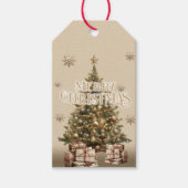 Traditional Merry Christmas Antiek Warm Gold Cadeaulabel (Voorkant)