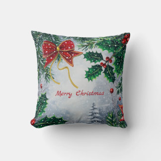 Traditional Merry Christmas Holidays Personalize  Kussen