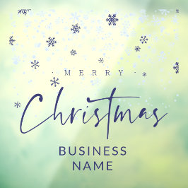 Traditional Minimalist Navy Snowflakes Raamsticker