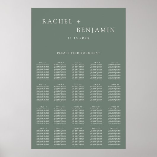 Traditional Minimalist Simple Wedding Sage Green Poster (Voorkant)