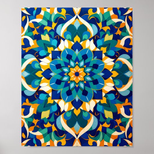Traditional Moroccan Zillij Geometric Tile Pattern Poster (Voorkant)