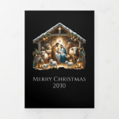 Traditional Nativity Scene Church Christmas Drieluik Wenskaart (Cover)