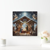 Traditional Nativity Scene Vierkante Klok (Huis)
