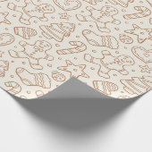 Traditional Neutral Christmas Boho Gingerbread Man Cadeaupapier (Hoek)