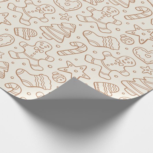 Traditional Neutral Christmas Boho Gingerbread Man Cadeaupapier (Hoek)