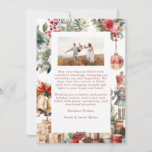 Traditional Nutcracker Christmas Photo Card Feestdagenkaart (Achterkant)