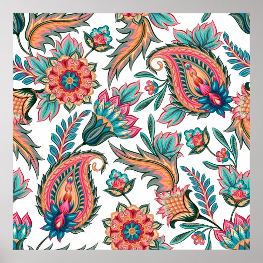 Traditional oriental seamless paisley pattern. Vin Poster (Voorkant)
