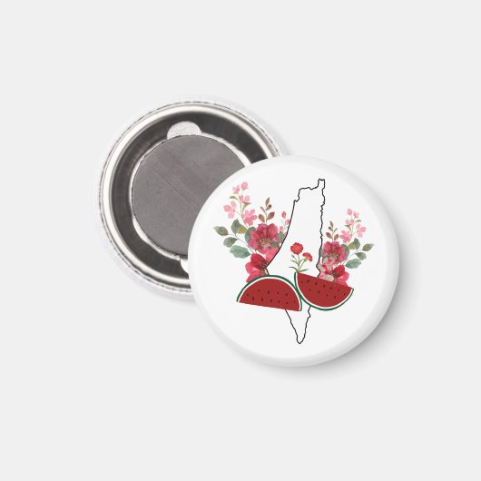 Traditional Palestine elements in palestine map Magneet (Voorkant / Achterkant)