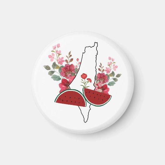 Traditional Palestine elements in palestine map Magneet (Voorkant)