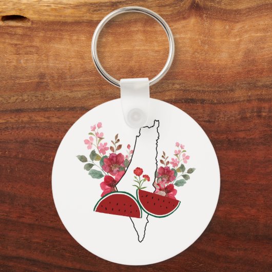 Traditional Palestine elements in palestine map Sleutelhanger (Voorkant)