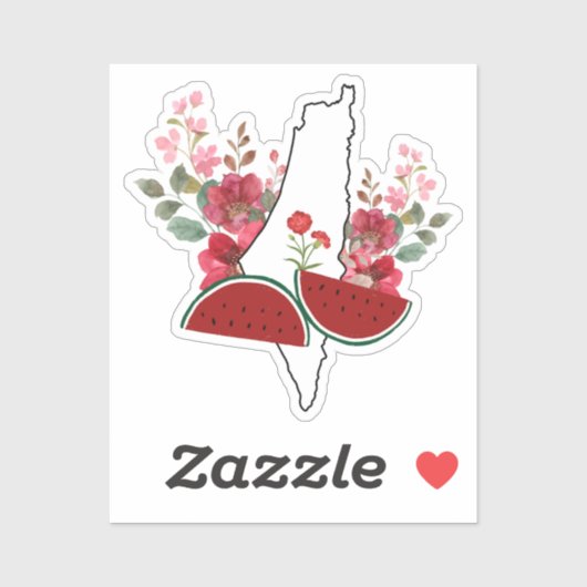 Traditional Palestine elements in palestine map Sticker (Vel)