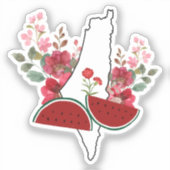 Traditional Palestine elements in palestine map Sticker (Voorkant)