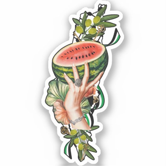 Traditional Palestine elements in palestine map Sticker (Voorkant)