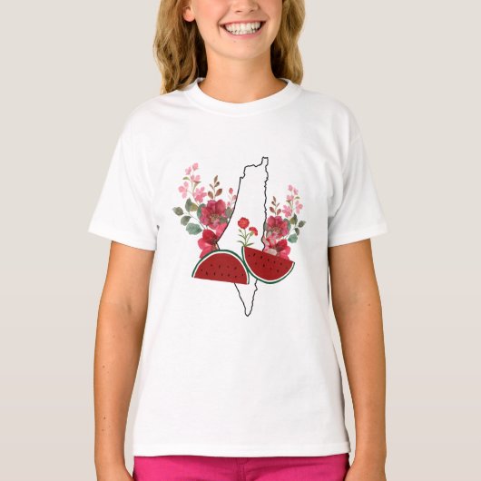 Traditional Palestine elements in palestine map T-shirt (Voorkant)