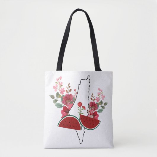Traditional Palestine elements in palestine map Tote Bag (Voorkant)